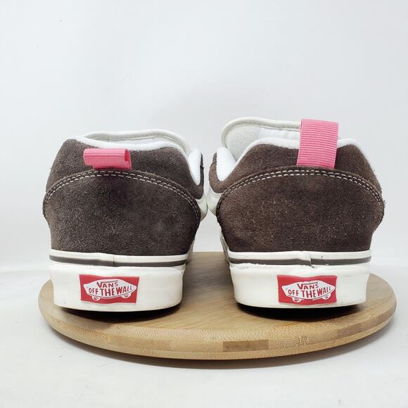 Vans Knu Skool Shoes Womens 10.5 Brown Suede Pink Laces Fat Tongue Skate Sneaker - Picture 8 of 13